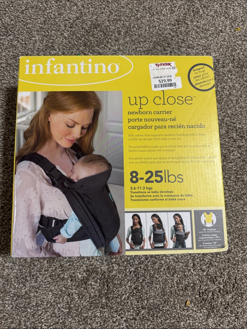 Infantino Up Close Newborn Carrier - Black and Yellow